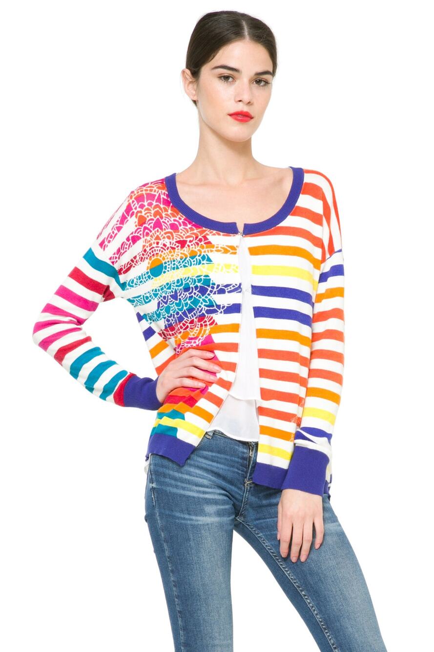 Desigual Beatriz Bright Striped Cardigan Women's Small